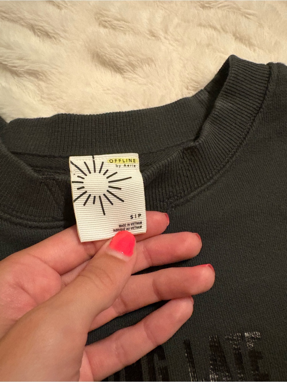 aerie Charcoal Gray Cropped Crew Sweatshirt with Matching Shorts - Picture 5 of 12